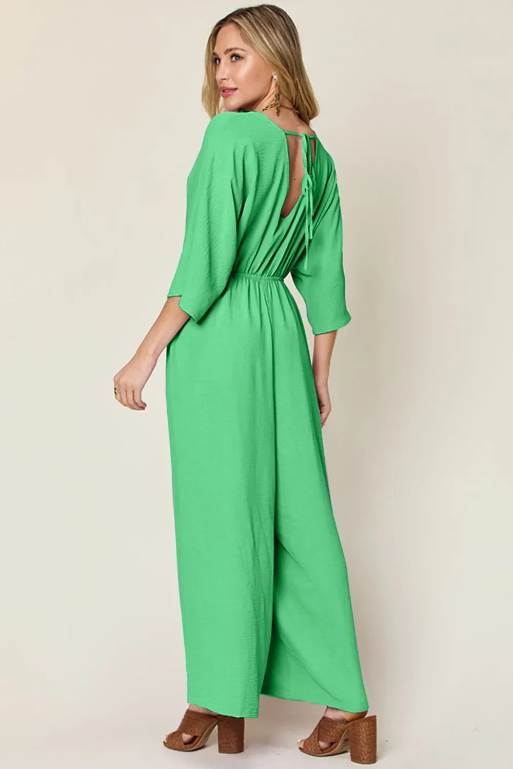 Full Size Surplice Wide Leg Jumpsuit with Pockets