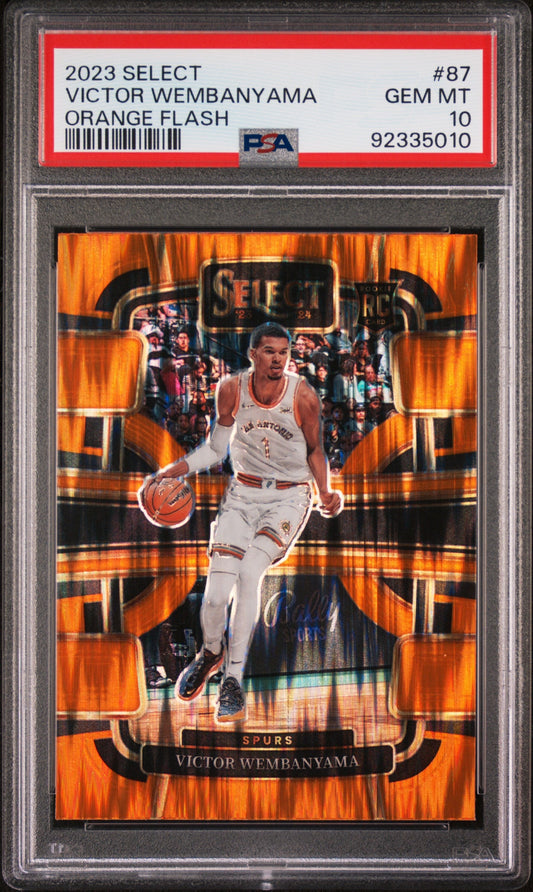 Graded 2023 Panini Select Victor Wembanyama #87 Orange Flash Rookie RC Basketball Card PSA 10 Gem Mint