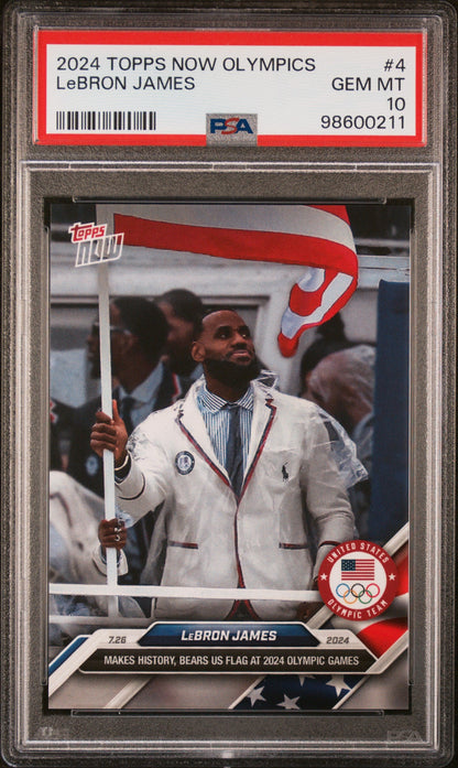 Graded 2024 Topps Now Olympics LeBron James #4 Basketball Card PSA 10 Gem Mint