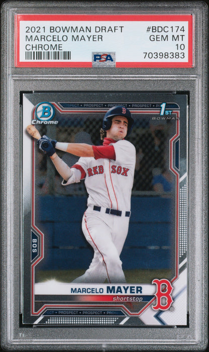 Graded 2021 Topps Bowman Draft Marcelo Mayer #BDC174 Chrome Rookie RC Baseball Card PSA 10 Gem Mint