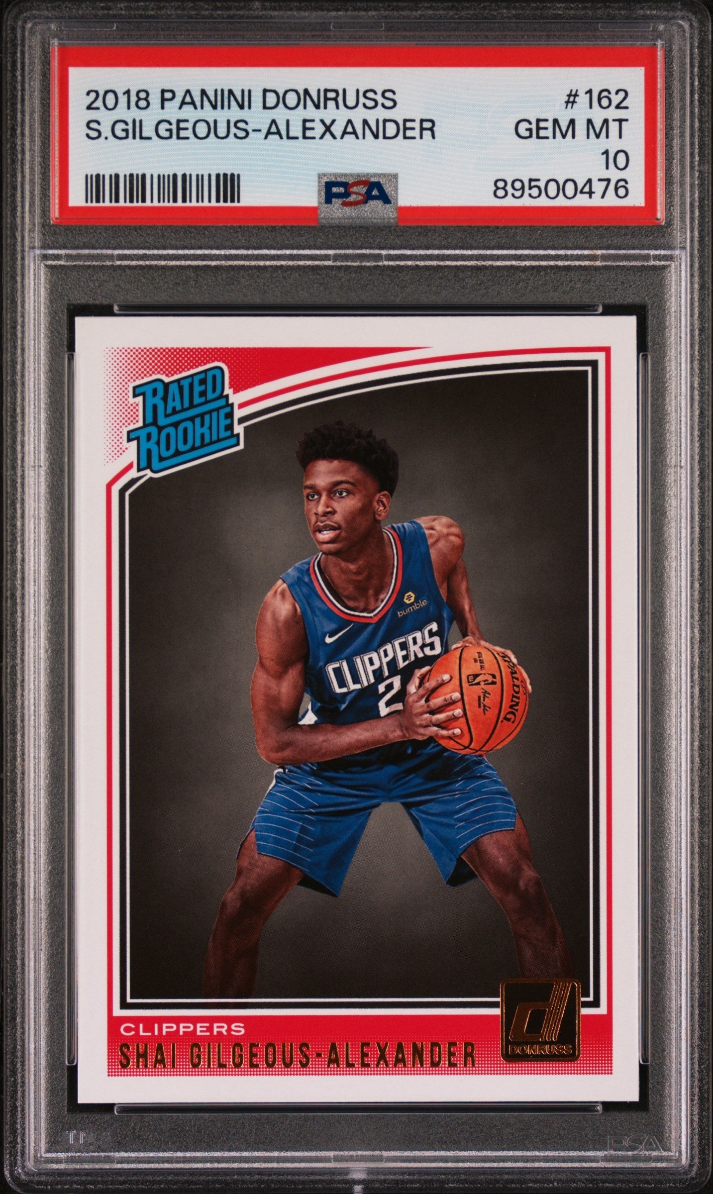 Graded 2018 Panini Donruss Shai Gilgeous-Alexander #162 Rookie RC Basketball Card PSA 10 Gem Mint