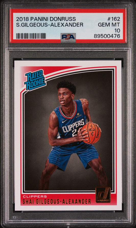 Graded 2018 Panini Donruss Shai Gilgeous-Alexander #162 Rookie RC Basketball Card PSA 10 Gem Mint