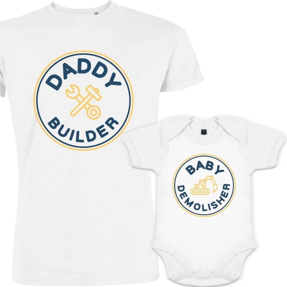 Daddy Builder and Baby Demolisher Dad and Child Matching Outfit