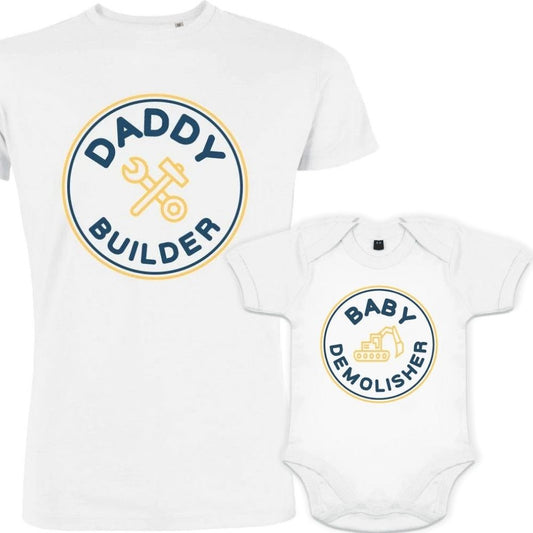 Daddy Builder and Baby Demolisher Dad and Child Matching Outfit