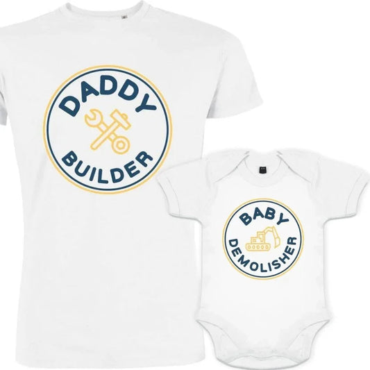 Daddy Builder and Baby Demolisher Dad and Child Matching Outfit