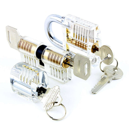 Dangerfield Clear Practice Locks For Training (3) - acrylic lock, padlock, double-sided