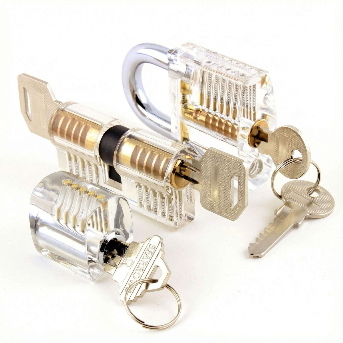 Dangerfield Clear Practice Locks For Training (3) - acrylic lock, padlock, double-sided