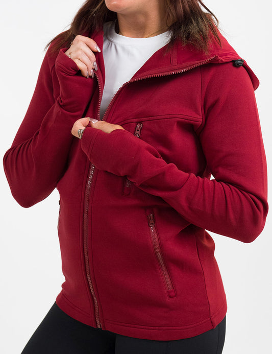 Rest Day Zip Up Sweatshirt | Dark Red
