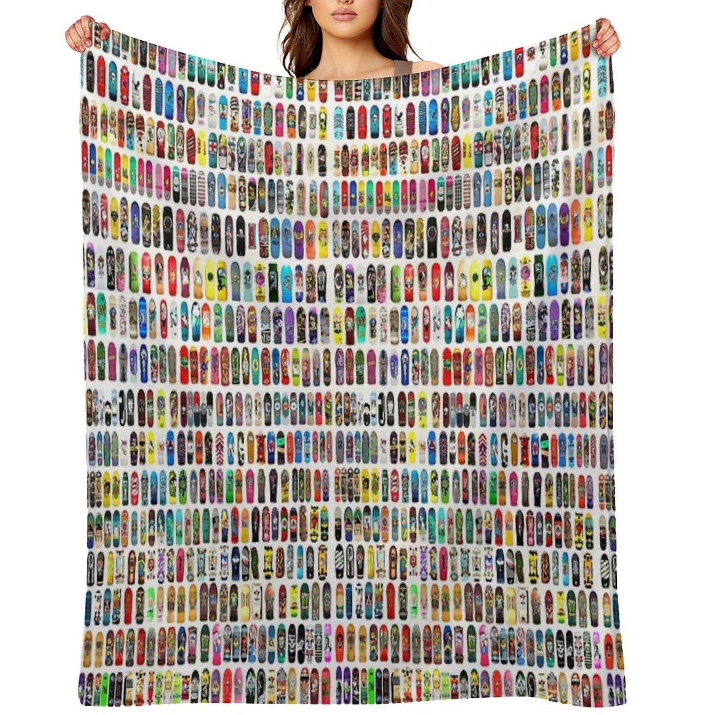 Vintage Skateboard Print Throw Blanket