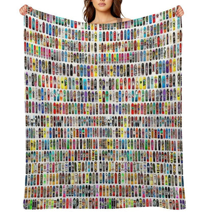 Vintage Skateboard Print Throw Blanket
