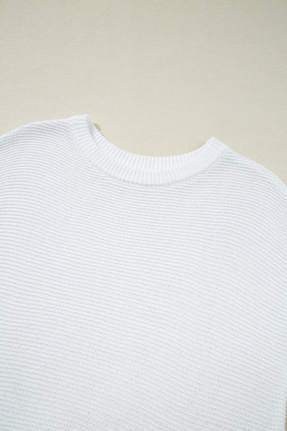 Side Slit Round Neck Knit Top