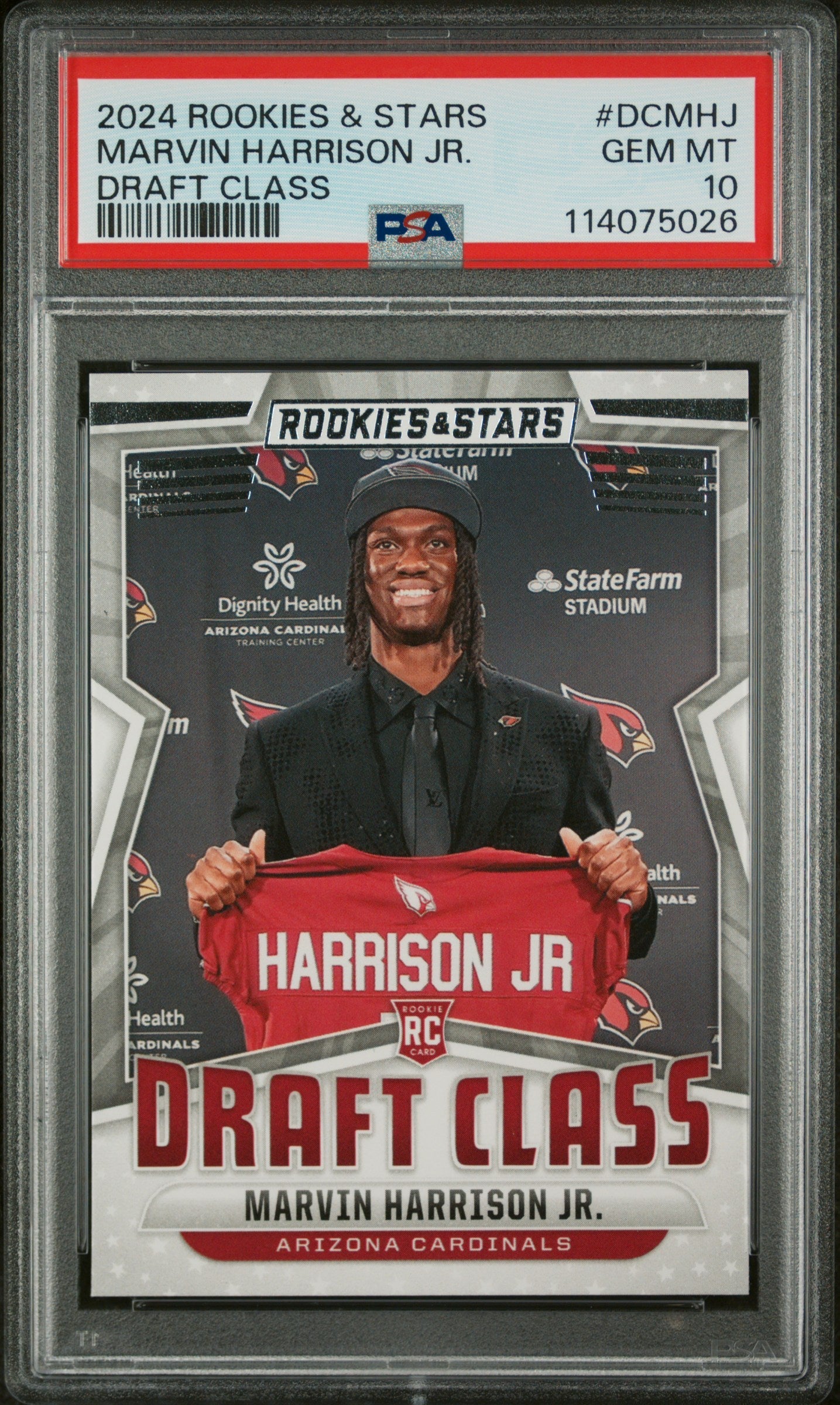 Graded 2024 Panini Rookies & Stars Marvin Harrison Jr #DCMHJ Draft Class Rookie RC Football Card PSA 10 Gem Mint