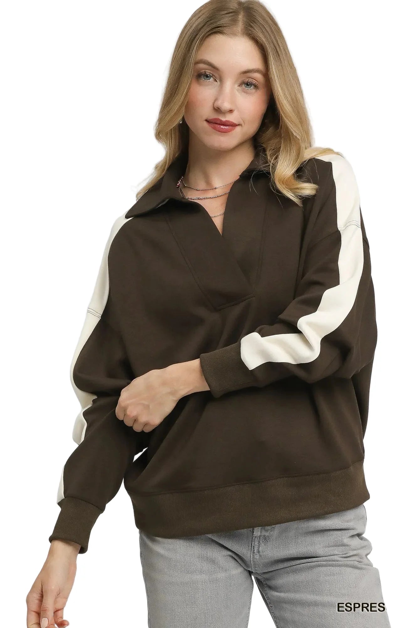 Color Block Polo Sweatshirt