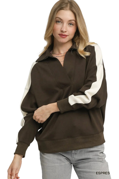 Color Block Polo Sweatshirt