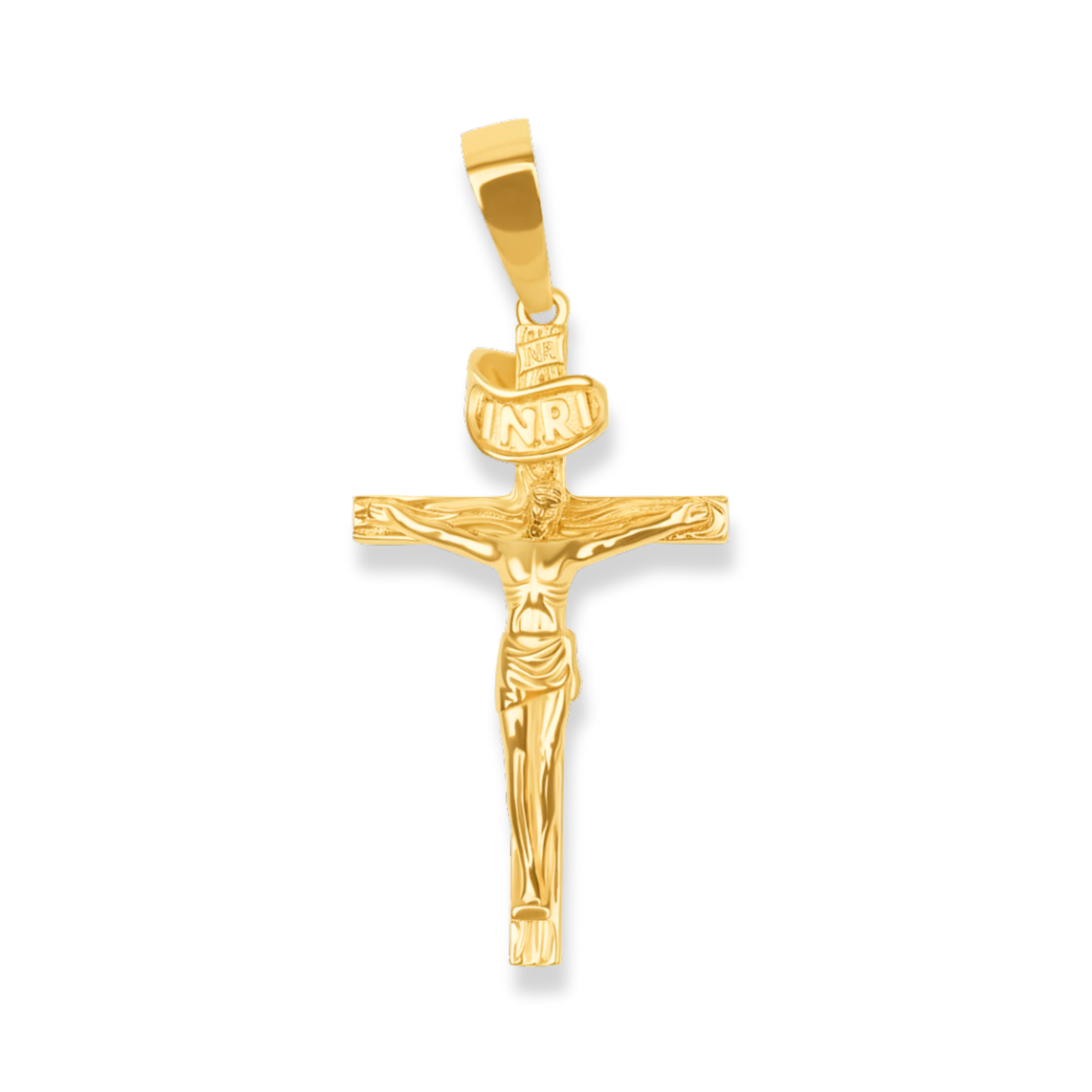 Jesus Crucifix Cross Pendant in 925 Sterling Silver 14K Gold