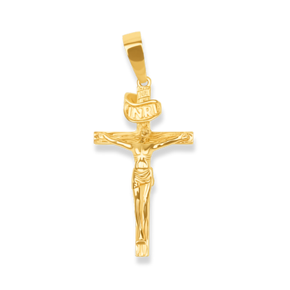 Jesus Crucifix Cross Pendant in 925 Sterling Silver 14K Gold