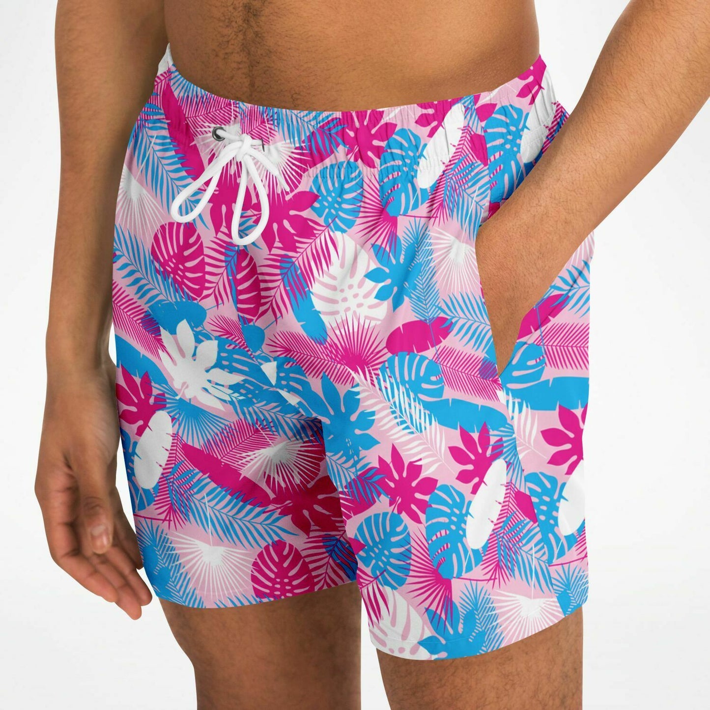 Rad Palm Neon Jungle Pink Men's Swim Trunks