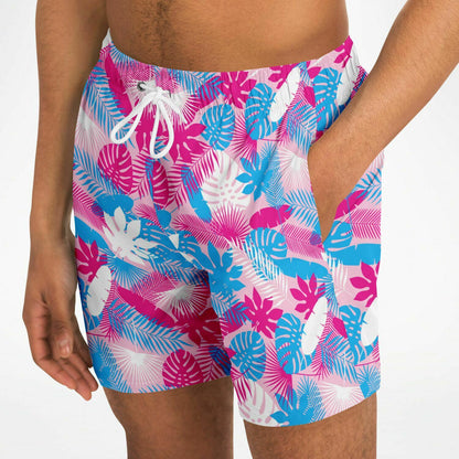 Rad Palm Neon Jungle Pink Men's Swim Trunks