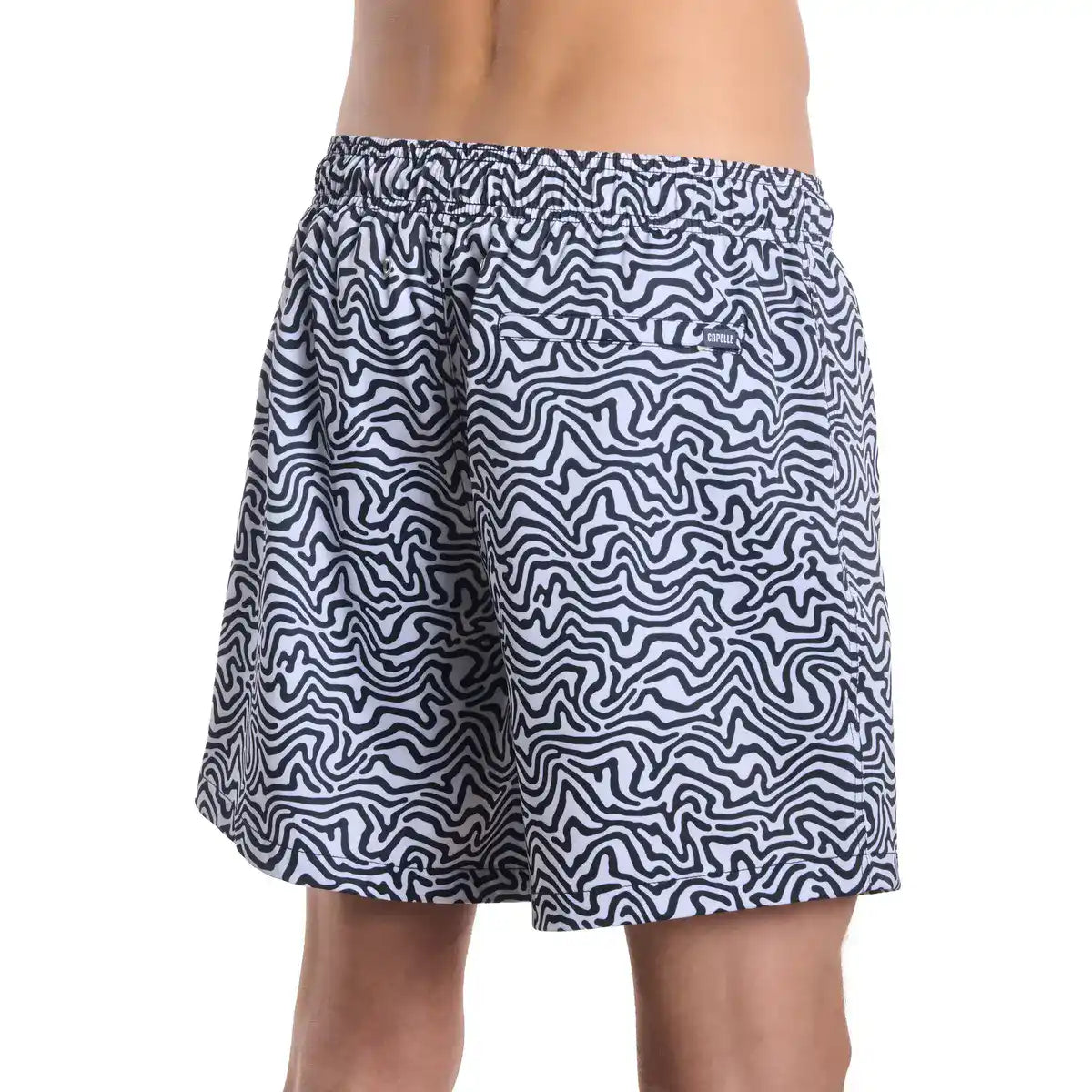 Deco Maze, Surf and Storm Hybrid Short, Compression Lined Swim and Resort Trunk