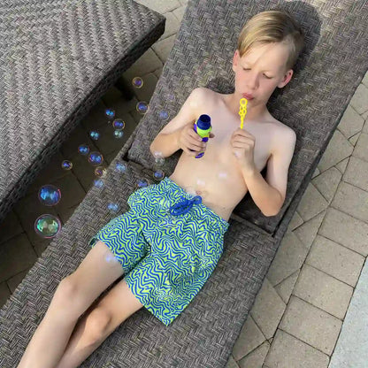Deco Maze, Key Lime Boys Hybrid Short, Swim and Play Trunk