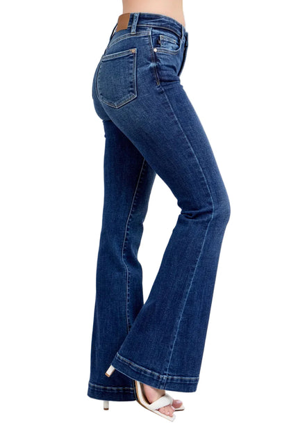 Full-Size High-Rise Flare Jeans with Pockets Plus Size