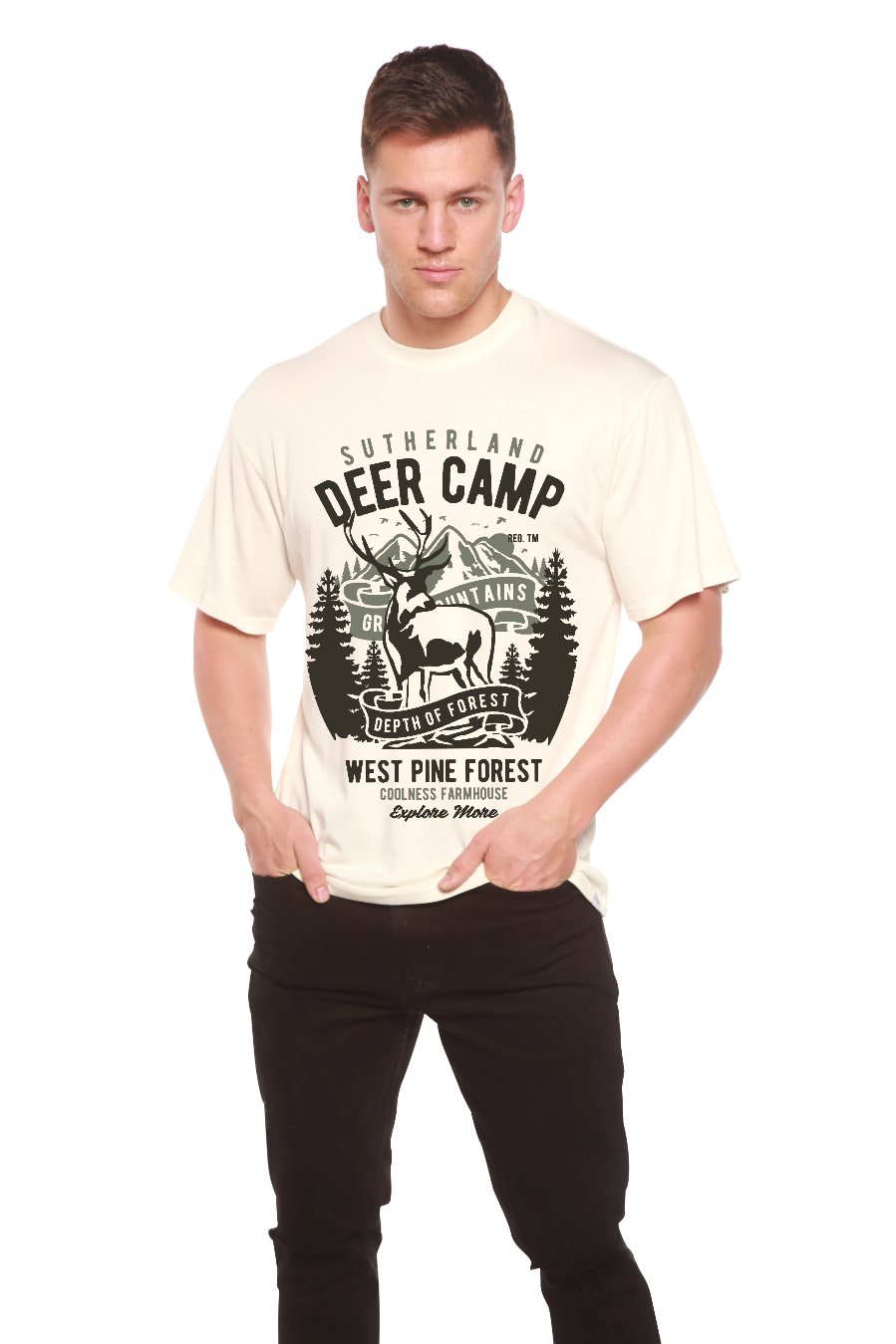 Deer Camp Men's Bamboo Viscose/Organic Cotton Short Sleeve Graphic T-Shirt