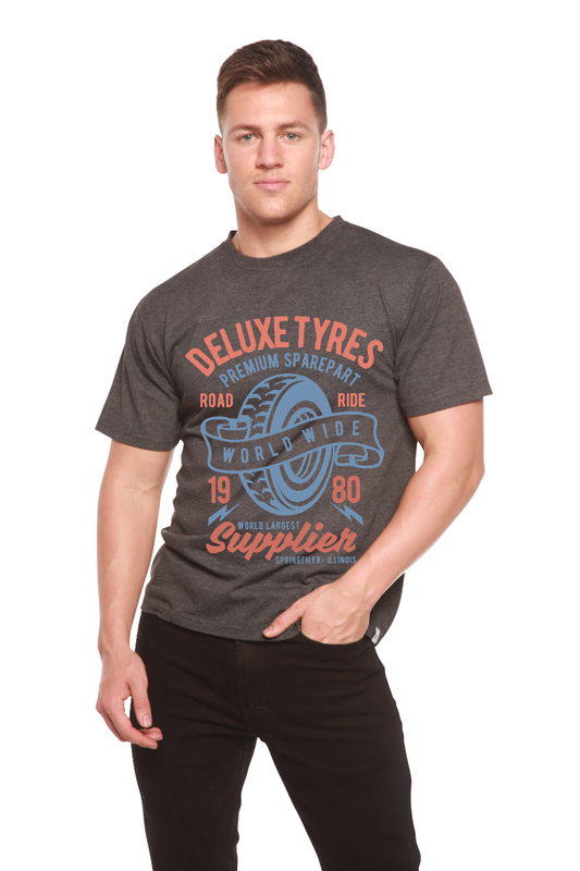 Deluxe Tyres Men's Bamboo Viscose/Organic Cotton Short Sleeve Graphic T-Shirt