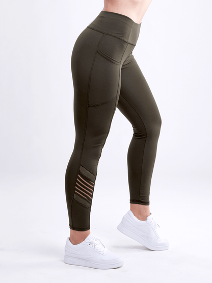JupiterGear High-Waisted Pilates Leggings with Side Pockets & Mesh Panels