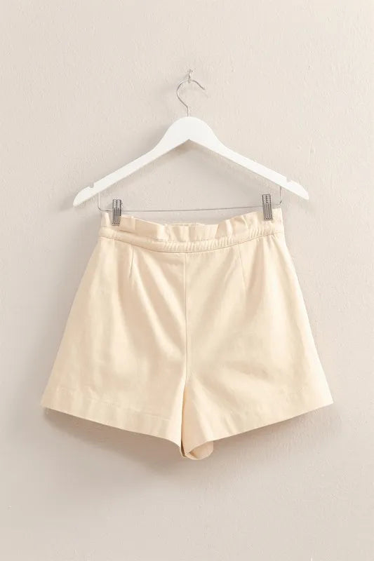 HYFVE High-Waisted Washed Twill Paperbag Shorts