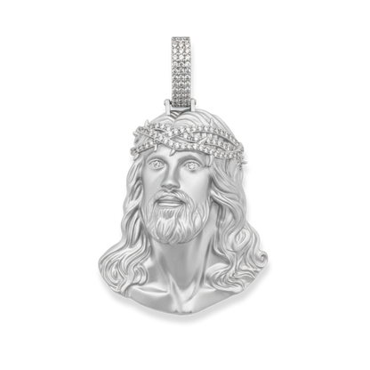 Moissanite Jesus Piece Pendant Solid 925 Sterling Silver Matte Finish