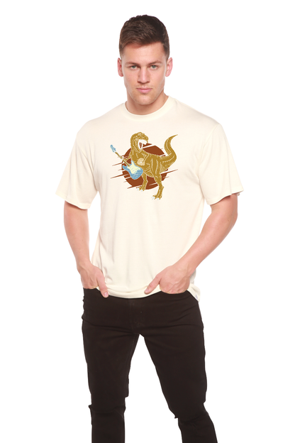 Dinosaur with a guitar Men's Bamboo Viscose/Organic Cotton Short Sleeve Graphic T-Shirt