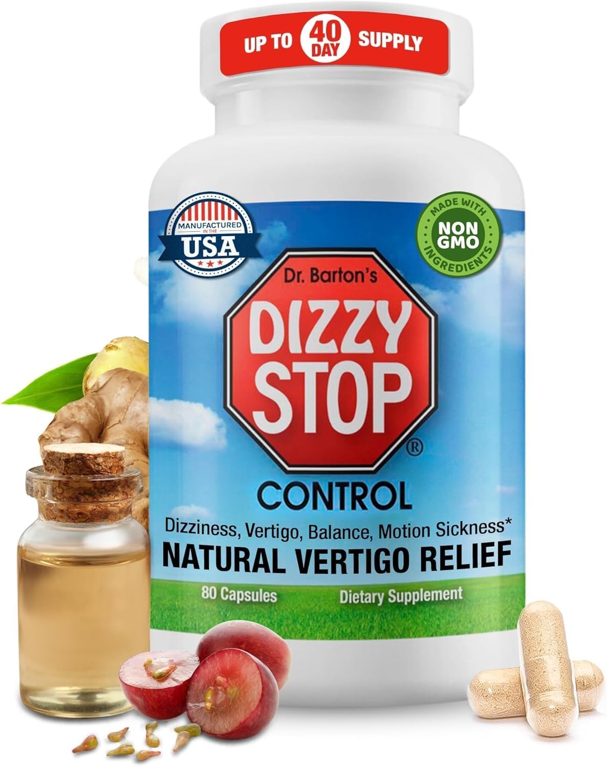 Dizzy Stop by Dr. Barton's – Non-Drowsy Vertigo, Dizziness & Balance Support
