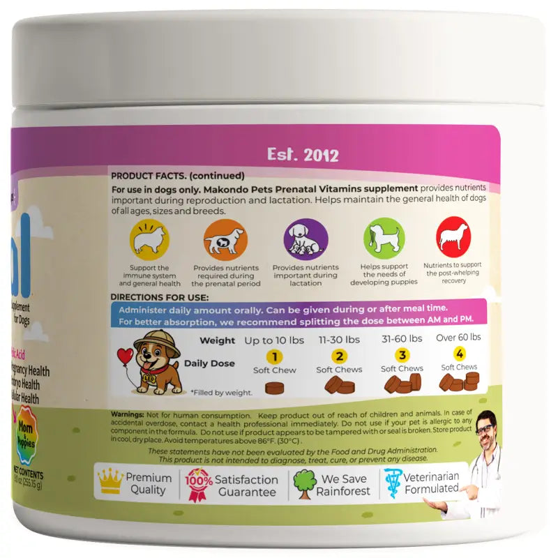 Dog Prenatal Vitamins - 120 Soft Chews