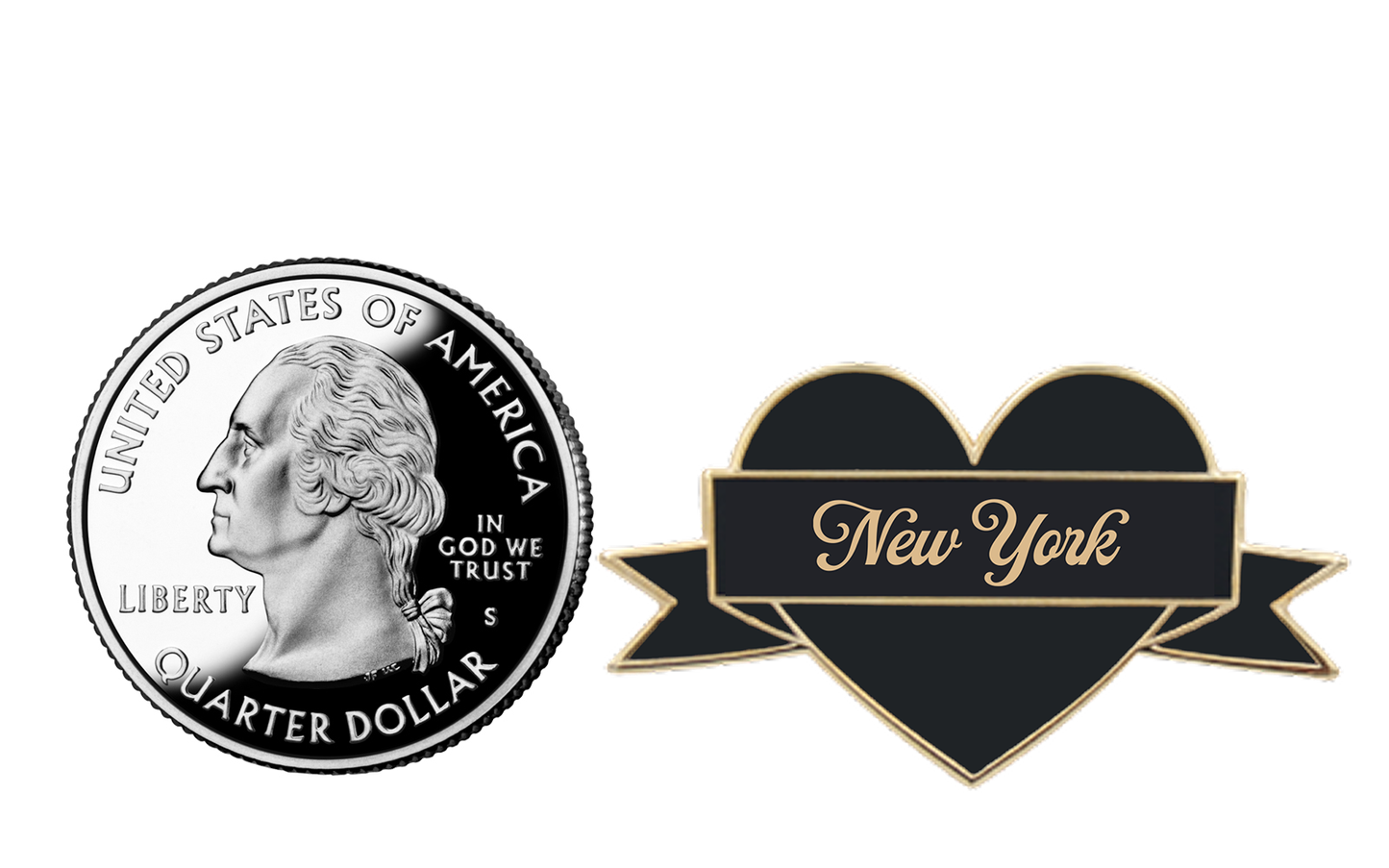 I Heart New York Enamel Pin – Black & Gold City Pin
