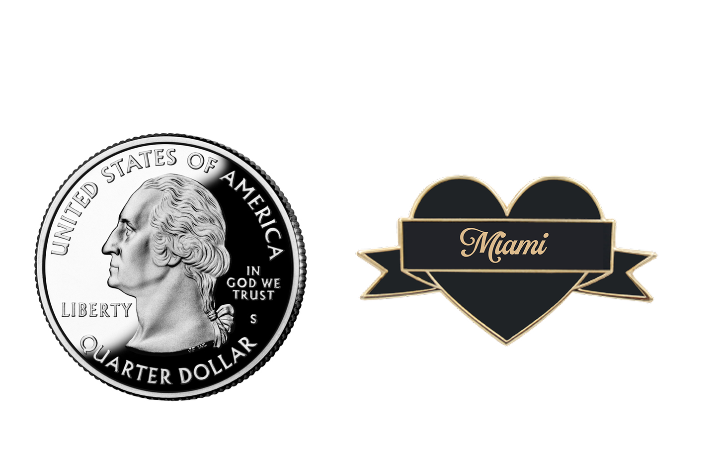 I Heart Miami Enamel Pin – Black & Gold City Pin