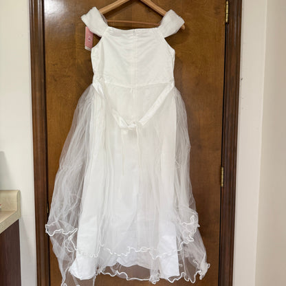 White Gold Sequin Flower Girl Party Gown Size 12/14