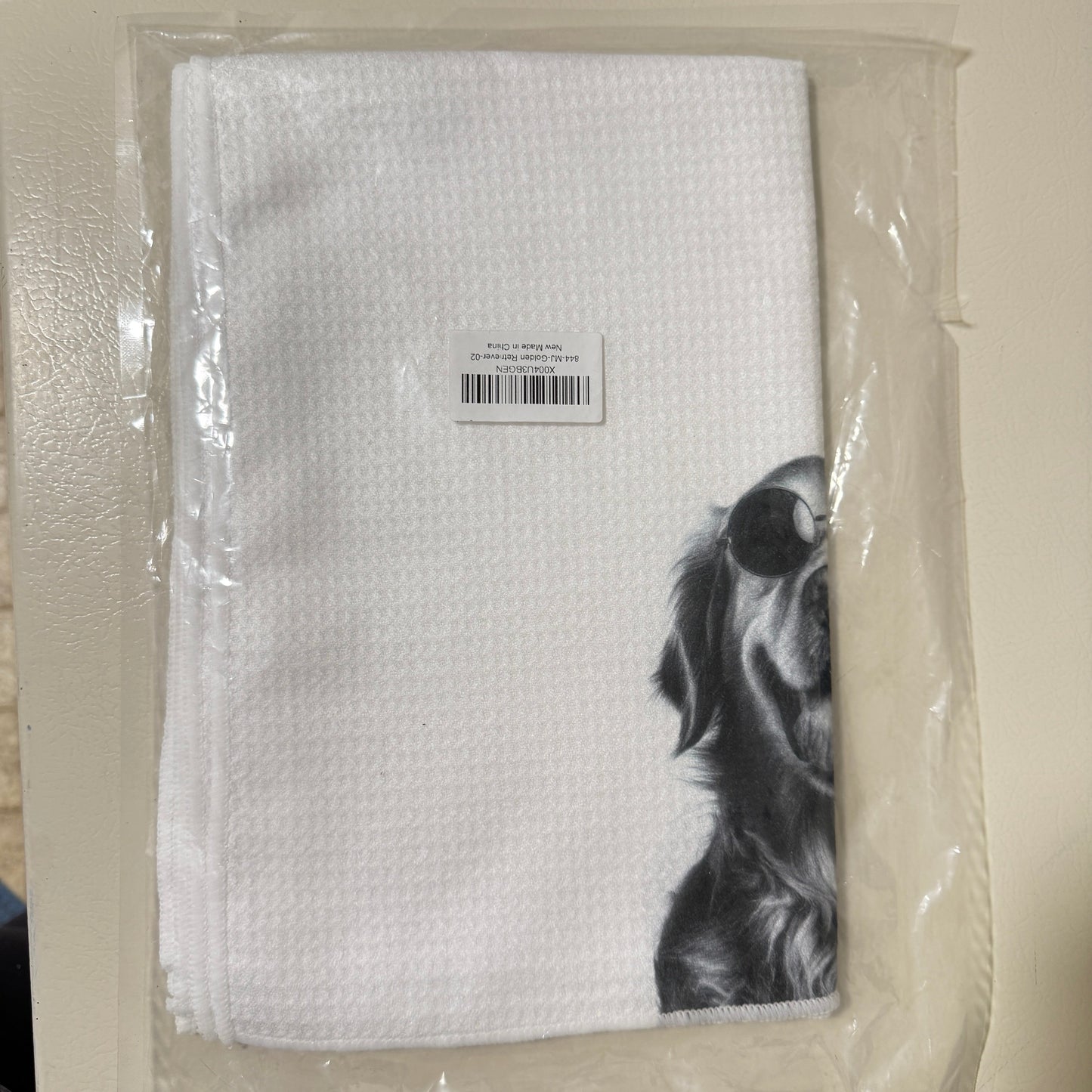Golden Retriever Waffle Weave Kitchen Dish Towel
