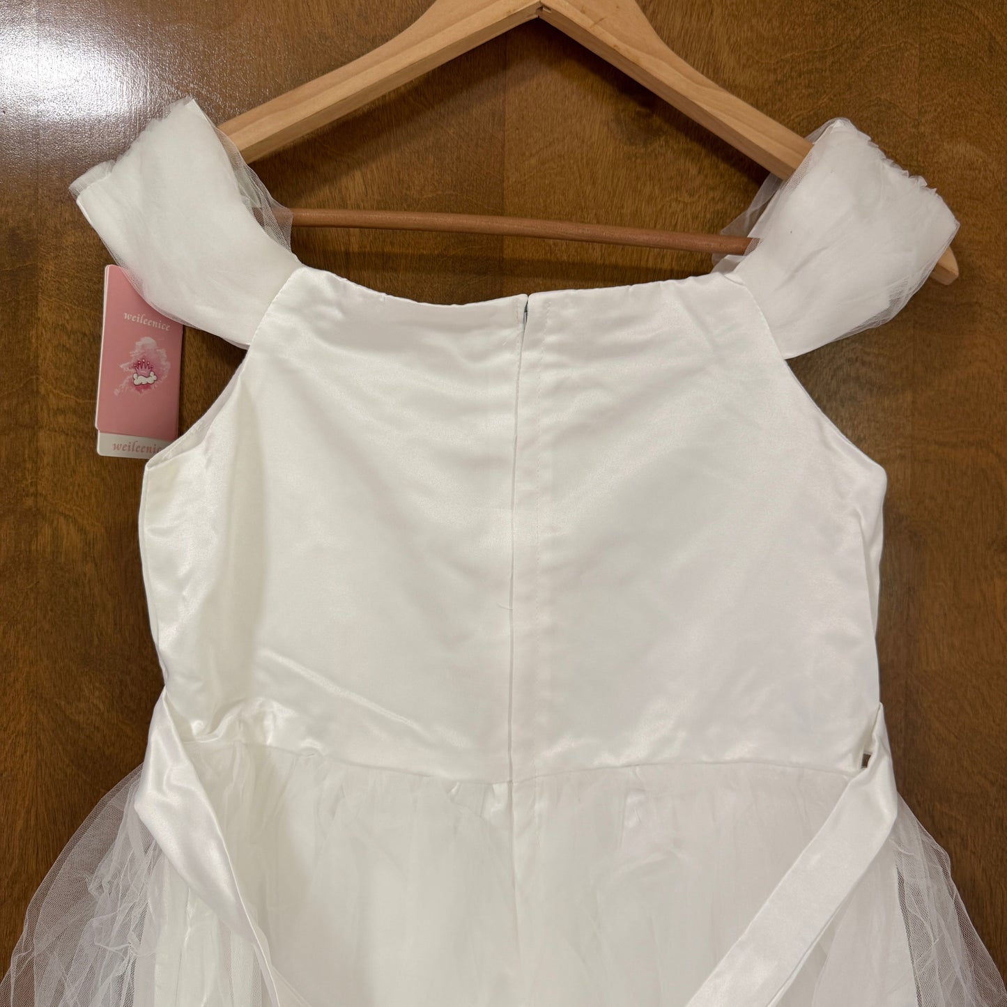 White Gold Sequin Flower Girl Party Gown Size 12/14