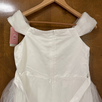 White Gold Sequin Flower Girl Party Gown Size 12/14