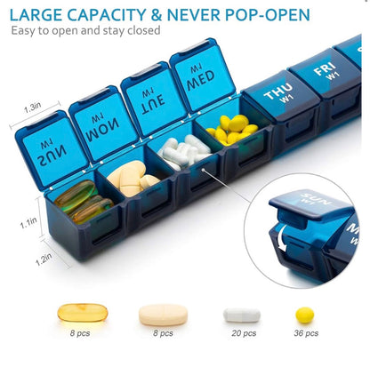 YAKLIM XL Monthly Pill Organizer - 28 Compartments, 4 Week