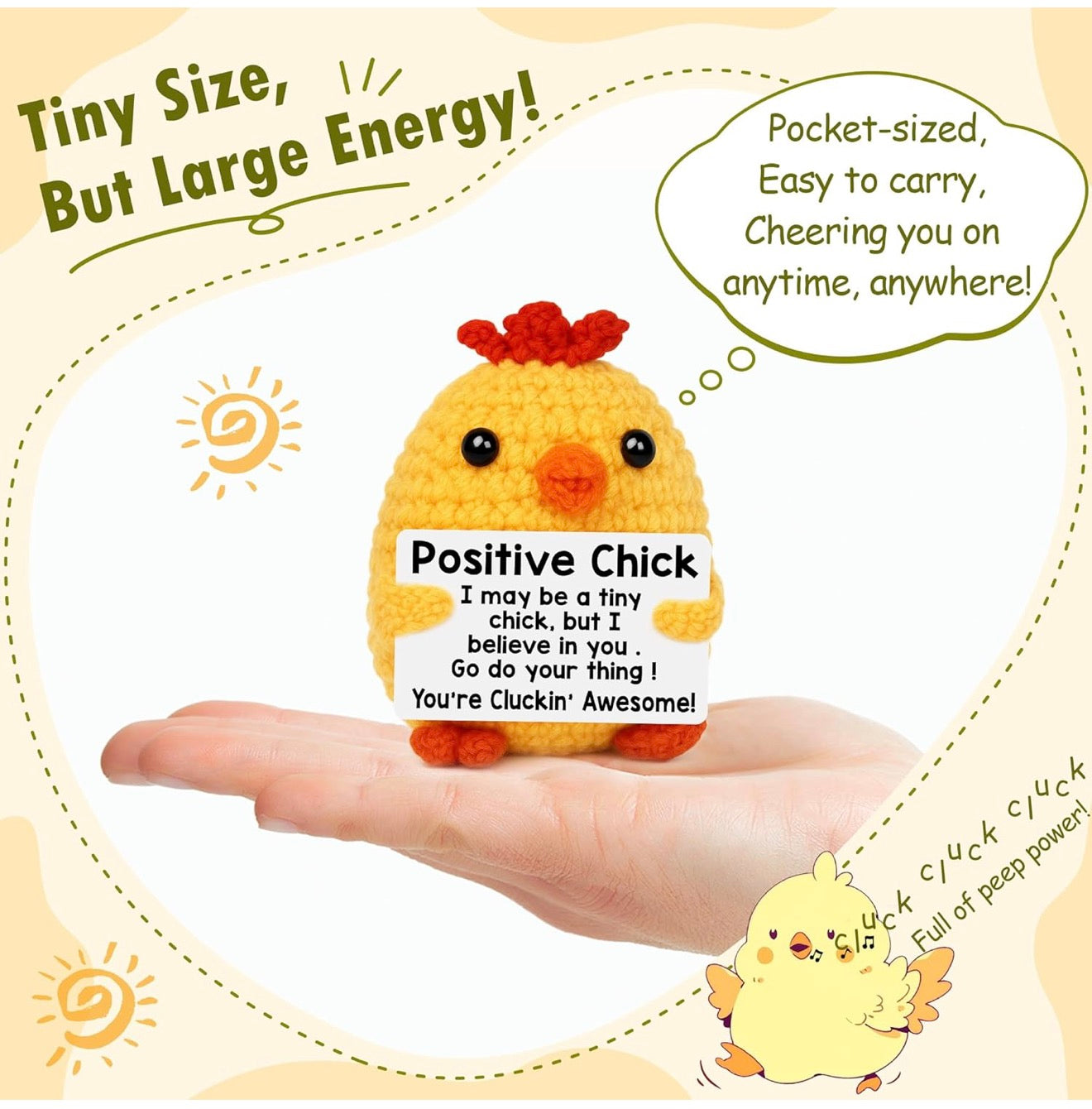 Positive Chick Yellow Crochet Figurine