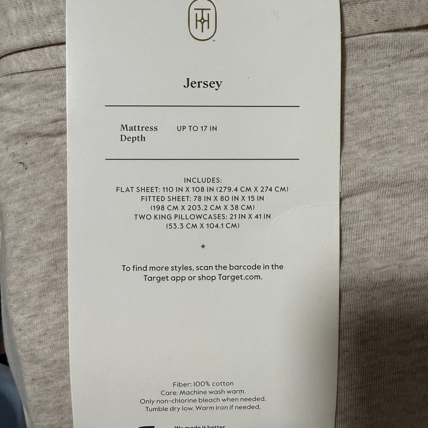Threshold Cotton Jersey Sheet Set, King, Oatmeal Heather, 4-Piece 100% Cotton