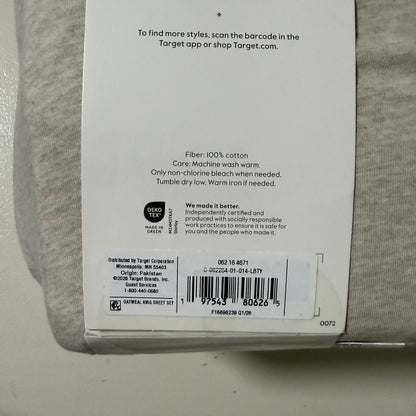 Threshold Cotton Jersey Sheet Set, King, Oatmeal Heather, 4-Piece 100% Cotton