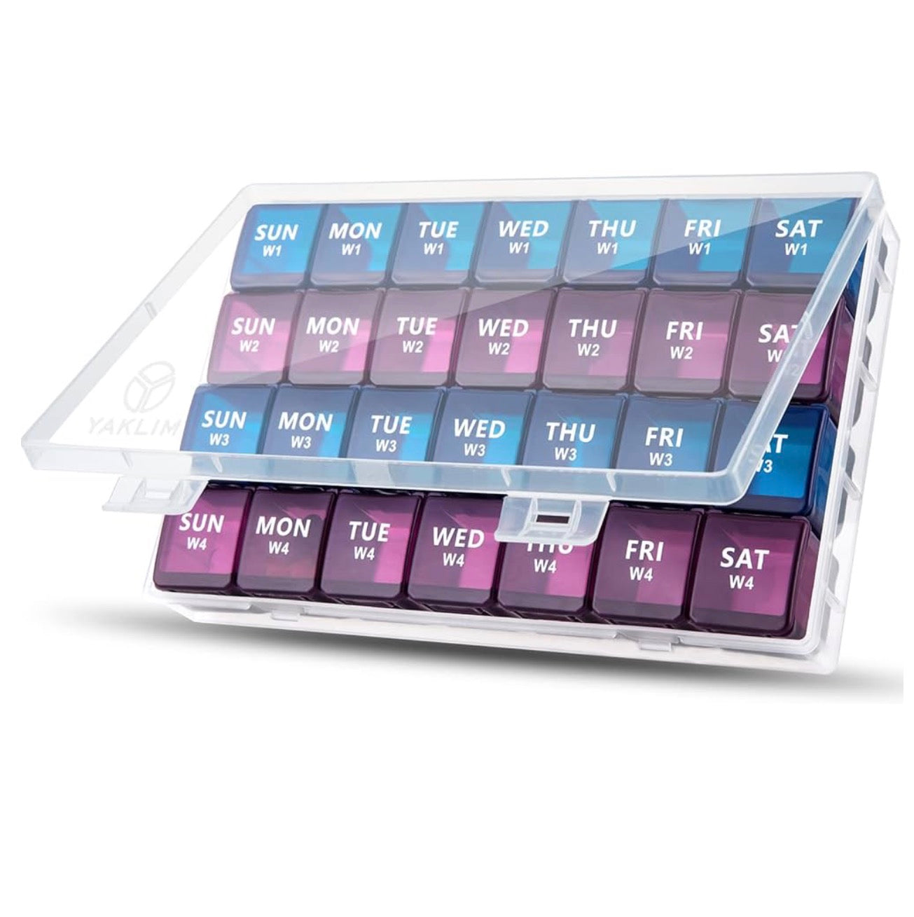YAKLIM XL Monthly Pill Organizer - 28 Compartments, 4 Week