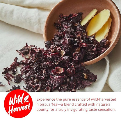 Akshit 50 Hibiscus Ginger Tea Bags – Natural Hibiscus Tea Blend with Hibiscus Flowers & Ginger Root, Stress Relieving & Energy Tea