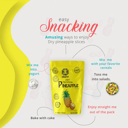 Akshit Premium Dried Pineapple Chunks | 100% Natural, No Sugar, Gluten-Free, Non-GMO 1.2 oz (12 count ) I piña bocadillo I Tranches d'ananas secs
