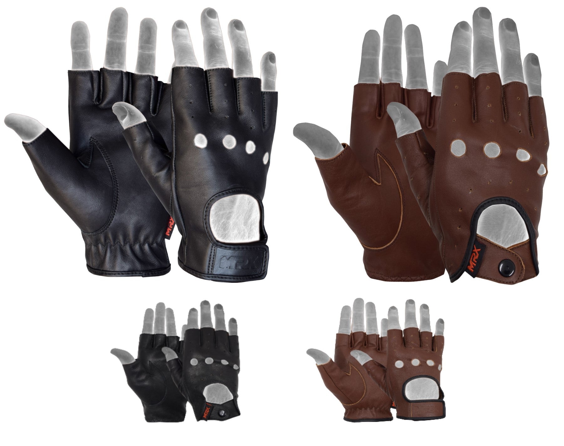 MRX Driving Gloves soft Leather Unlined Motorbike Riding Half Fingers Glove for Unisex - Triathlete Store
