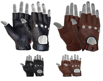 MRX Driving Gloves soft Leather Unlined Motorbike Riding Half Fingers Glove for Unisex - Triathlete Store