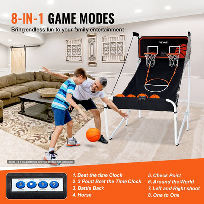 Interactive Indoor Dual Player Basketball Arcade Game with Electronic Scoreboard & Balls