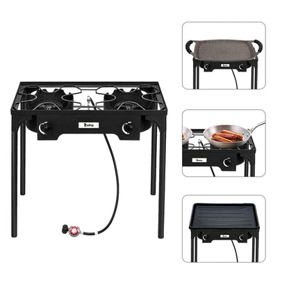 Double Burner High-Pressure Propane Camp Stove – 150,000 BTU Cast Iron